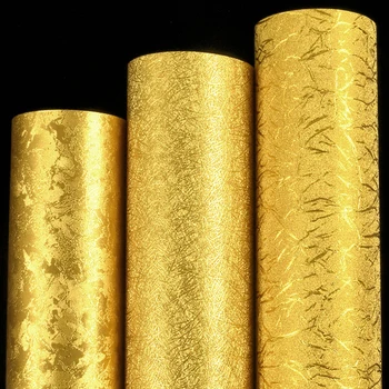 Folha de ouro Rolo de papel de Parede Quarto Sala Teto Brilho Metalizado Papel de Parede Impermeável 3D em Relevo Ktv revestimento de Parede Mural
