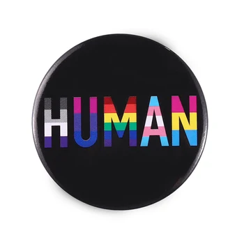 LGBT Rodada Emblemas Preto Redondo, Colorido arco-íris Carta HUMANOS Pinos Broche Jaqueta de Roupas de Saco Mochila Broche