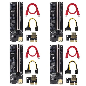 4Pack PCI E Pcie Riser 009S PLUS Adaptador PCIe 1X 4X 8X 16X Extender Fio PCIE Cartão do USB 3.0 SATA para BTC Mineiro