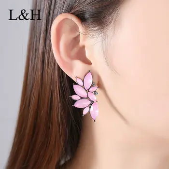 L&H Clássico Da Moda De Luxo Crystal Asas De Anjo Brincos Para Mulheres Ear Cuff Piercing, Brinco Festa De Casamento Jóias De Presente