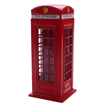 Metal Vermelho inglês Britânico de Londres, a Cabine de Telefone do Banco Moeda de Banco de Verão Pote Mealheiro Vermelho Cabine de Telefone da Caixa de 140X60X60Mm