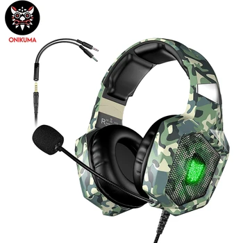 ONIKUMA K8 Fone de ouvido com Camuflagem Carapaça Jogos de Fone de ouvido Estéreo de Jogos Fones de ouvido Com Microfone Para Mudar PS4 Pc Gamer