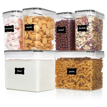 Hermético Recipientes de Armazenamento de Alimentos 6 peças - Plástico Livre de BPA Cozinha Despensa Recipientes de Armazenamento Para o Açúcar,a Farinha E o Fermento