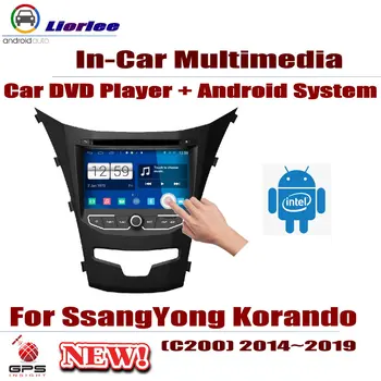 Automóvel Leitor de DVD De SsangYong Korando (C200) 2014-2019 IPS LCD Tela de Navegação GPS, Sistema Android Rádio de Áudio e Vídeo Estéreo
