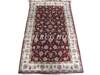 Frete grátis 3 X5' 160 Linha de tapete persa, de Mãos atadas tapete persa, lã e seda, misto de tingimento de fios