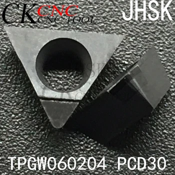 2pcs TPGW060204 PCD30 Diamante Insere lâmina do Cortador de ferramentas de Torneamento, Usada para o Alumínio ferramentas de diamante Policristalino PCD