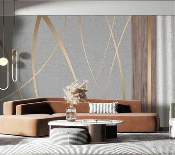 Papel de parede personalizado 3d moderno, minimalista e geométrica grão de madeira concreto combinação de plano de fundo de parede de sala de café da decoração обои