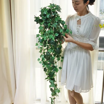 Artificial de alta qualidade Deixa as Plantas de Plástico Buquê Vinha Pendurado na Parede Falso Vegetação de Folha de sala de estar de Casamento a Decoração Home do Hotel