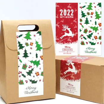 50Pcs Árvores Veado Presente Quebra automática de Decalques de Saudação Tags Feliz Ano Novo Pacote de Adesivos Decorativos Feliz Natal Vedação Etiquetas