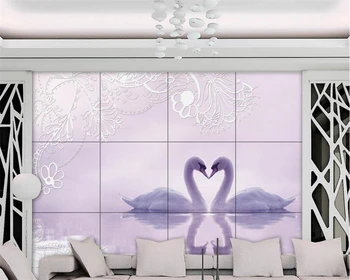 Beibehang papel de parede personalizado belo lago dos cisnes, foto 3d papel de parede mural quartos, sala de tv de parede 3D papel de parede para parede 3 d