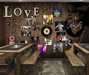 beibehang papel de Parede Personalizado 3D Estéreo Murais Moda Retro Música pano de Fundo da sala de estar Café Quarto em 3d papel de parede papel de parede