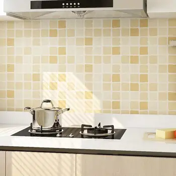 Nordic auto-adesivo papel de parede impermeável adesivos de telha de mosaico de adesivos de parede espessamento resistente ao calor, cozinha wc, casa de banho