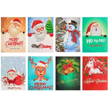 Diamante Pintura Cartões dos desenhos animados de Natal, de Aniversário, cartões Postais 5D DIY Crianças Festival de Bordados Cumprimentar Cartões de Presente