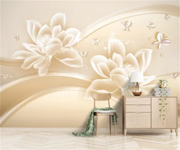 3D lotus Europeu padrão de fundo wallpaperThree-dimensional lotus TV, pintura de parede, Europeu e Americano foto de papel de parede