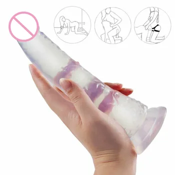 PVC Transparente Geléia Vibrador Pau Falso Pênis Genital Brinquedo do Sexo Para as Mulheres Lésbicas Masturbadores Trazer o Orgasmo Feminino Experiência de Bens