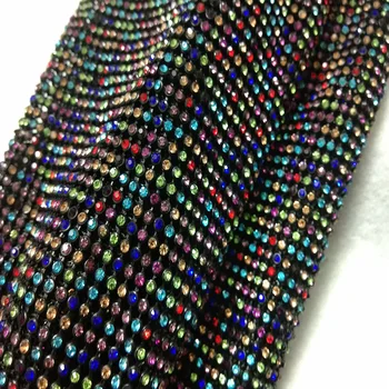 Robusto Glitter Cor de arco-íris Strass Black Metal, Tecido de Malha Metálica pano de Metal Sequin Vestido Tecido para a Decoração Home