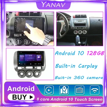 128GB de Rádio de Carro GPS de Navegação de unidade de cabeça Para Honda FIT CIDADE EVERUS Android 10 auto Stereo Receptor, gravador de fita de 360 câmera MP3