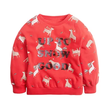 Natal Meninos Camisolas Vermelhas Bonito de Lã Casual Gilrs Tshirt Tops de Algodão Crianças Jaqueta Casaco de Roupas de Crianças