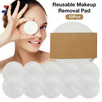 10 Pcs/set Reutilizável e Lavável Redonda de Bambu Makeup Remover Pads Com Cordão, Saco de Armazenamento Lavável Facial da Arte do Prego Almofada de Limpeza