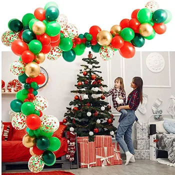 Natal Guirlanda De Balões Arco Kit Vermelho Ouro Verde De Balões De Látex Papai Noel Confete Balão Feliz Christams Decoração Do Partido
