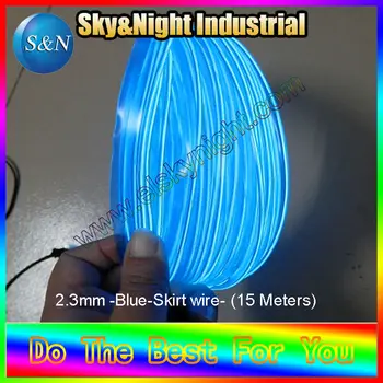 De alta qualidade e ultra brilho 15m-2,3 mm EL fio com welt/saia fio/el cabo/el produtos (uma das dezenas de cor Azul)