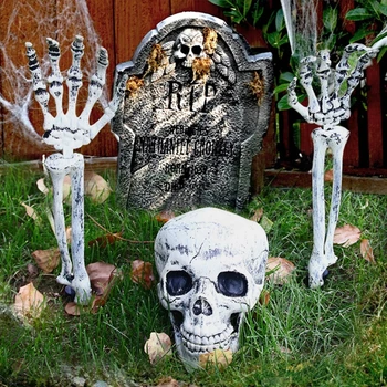 Halloween Crânio Braço Quintal Estaca Realistas Esqueleto Cabeça Estatueta Do Gramado Do Jardim Da Decoração Da Casa Mal-Assombrada Adereços