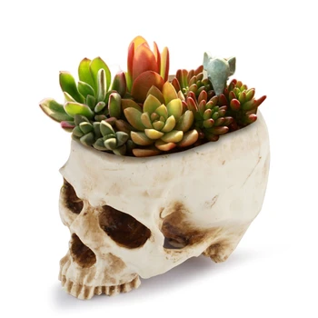 Casa e decoração resina crânio de filmagem conjunto de adereços vaso de flores Crânio de Halloween pastoral vaso de flores