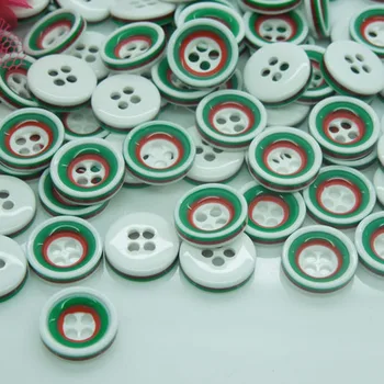 200pcs/monte Verde/ branco 4 Furos Redondos de Resina de Costura Botões de Ajuste de Scrapbooking DIY 11,5 mm AL121