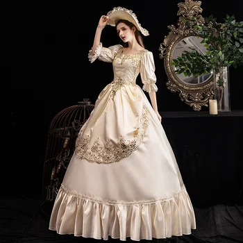 Do Século 18, as Mulheres Rococó Bola Vestido de Impressão Longos Gótico Vitoriano Masquerade Tema Vestidos