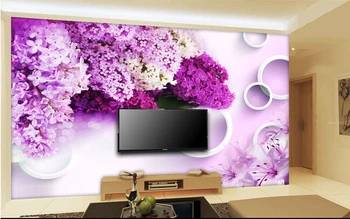 O 3D mais populares de grandes murais, moderno, simples, roxo, lavanda papel de parede, o sofá da sala de TV de parede o papel de parede de quarto