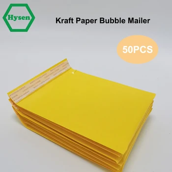 Casou 50Pcs Papel Kraft almofadado Vários Tamanhos Impermeável Para enviar de Presente Amarelo/Marrom Bolha de Preenchimento Saco