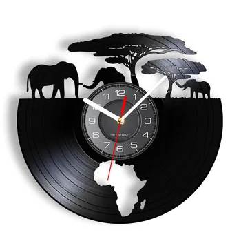 Os Elefantes Africanos Registro Relógio De Parede Proteger Animais Selvagens De Natureza Decoração De Casa Safari Elephish Sombra De Arte Disco De Vinil Relógios