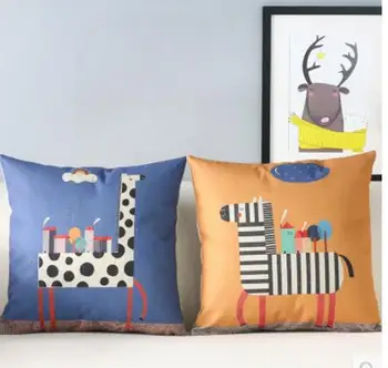 Zebra /girafa animais dos desenhos animados impresso capa de almofada almofada do sofá lombar capas de almofadas encosto de decoração de casa