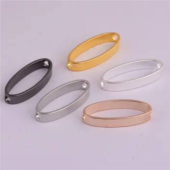 25 * 10mm geométricas oval furo duplo anel de cobre de estilo minimalista brincos acessórios pode usar esferas de quadro