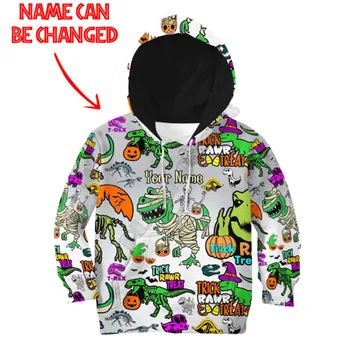 Dinossauro Personalizar o seu nome impressos em 3d Hoodies terno tshirt Halloween zíper Pulôver de Crianças Terno de Moletom Agasalho/Calças 05