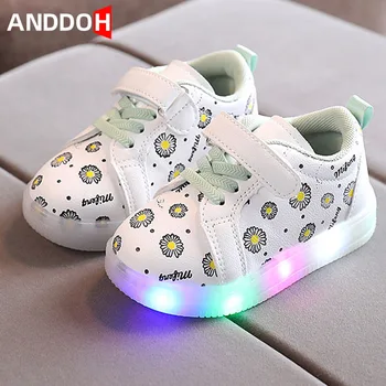 Tamanho 21-30 Bebê Meninas Luminosa Sapatos com Luzes de LED Filhos da Luz Até Tênis Meninos Crianças Brilhante antiderrapante Criança Sapatos