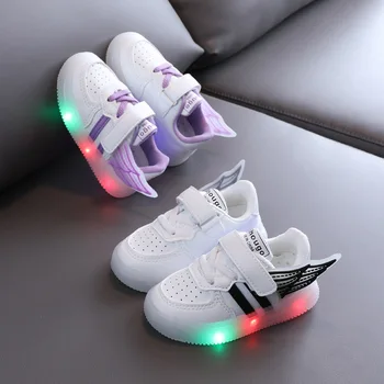 Baby LED Sapatos com Luzes de Crianças Tênis Asas Luminosas Sapatos para Crianças Meninos Meninas rapazes raparigas Brilhante Esporte Meninos Sapatos de Criança Calçados W01