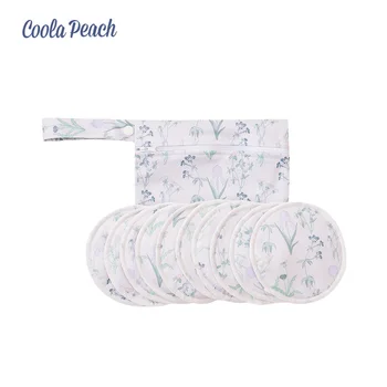 Coola Pêssego #Boutique Vida# 10pcs Pack Tecido Reciclado Mãe Enfermagem Almofadas Impermeável e Lavável, Anti Estouro de Peito de Almofada