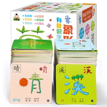 1008 Páginas em Chinês Caracteres Pictográficos Flash Cartão de 2 por 0-8 Anos de Idade, Bebês, Crianças, Crianças 8x8cm Aprendizagem Card1in Cartão