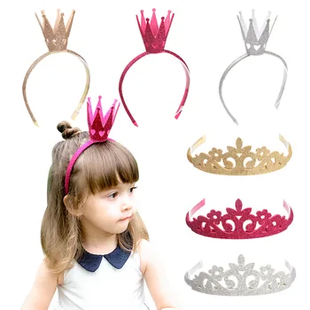Bonito 3D Coroa Crianças do Bebê Glitter Scrunchie Meninas Princesa de Cabelo Varas de Meninas Headwear Crianças e Acessórios para o Cabelo
