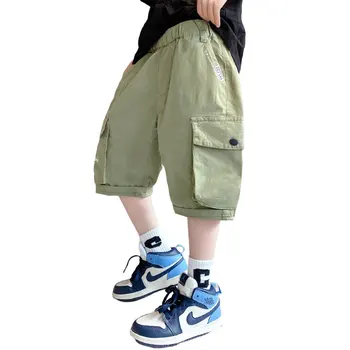 Shorts de meninos do Exército Verde Calças Cargo Negócios Quentes Meados de Calças de Verão Kids Teen Boy Casual Curto calças de Moletom 5 7 8 9 11 13 14Years de Idade