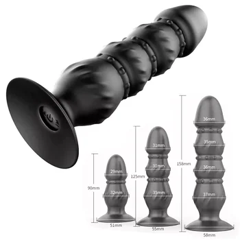Tipos de Silicone Plug Anal Beads Com ventosa Brinquedos Sexuais para Homens Gays Massagem de Próstata Estimulador Feminino Ânus Expansão de Dilatadores