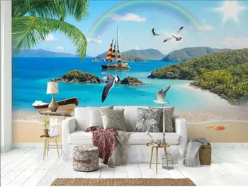 Foto 3d papéis de parede personalizados mural vista mar praia linda paisagem sala de estar, casa de decoração de quarto de papel de parede para parede 3d