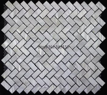 shell de telha de mosaico de madrepérola cozinha azulejo chuveiro PLANO de fundo de banho backsplash azulejos zip de espinha de peixe, papel de parede